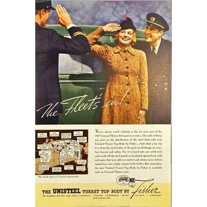 General Motors & Body by Fisher "The Fleet Is In" Vintage Print Ad 1937